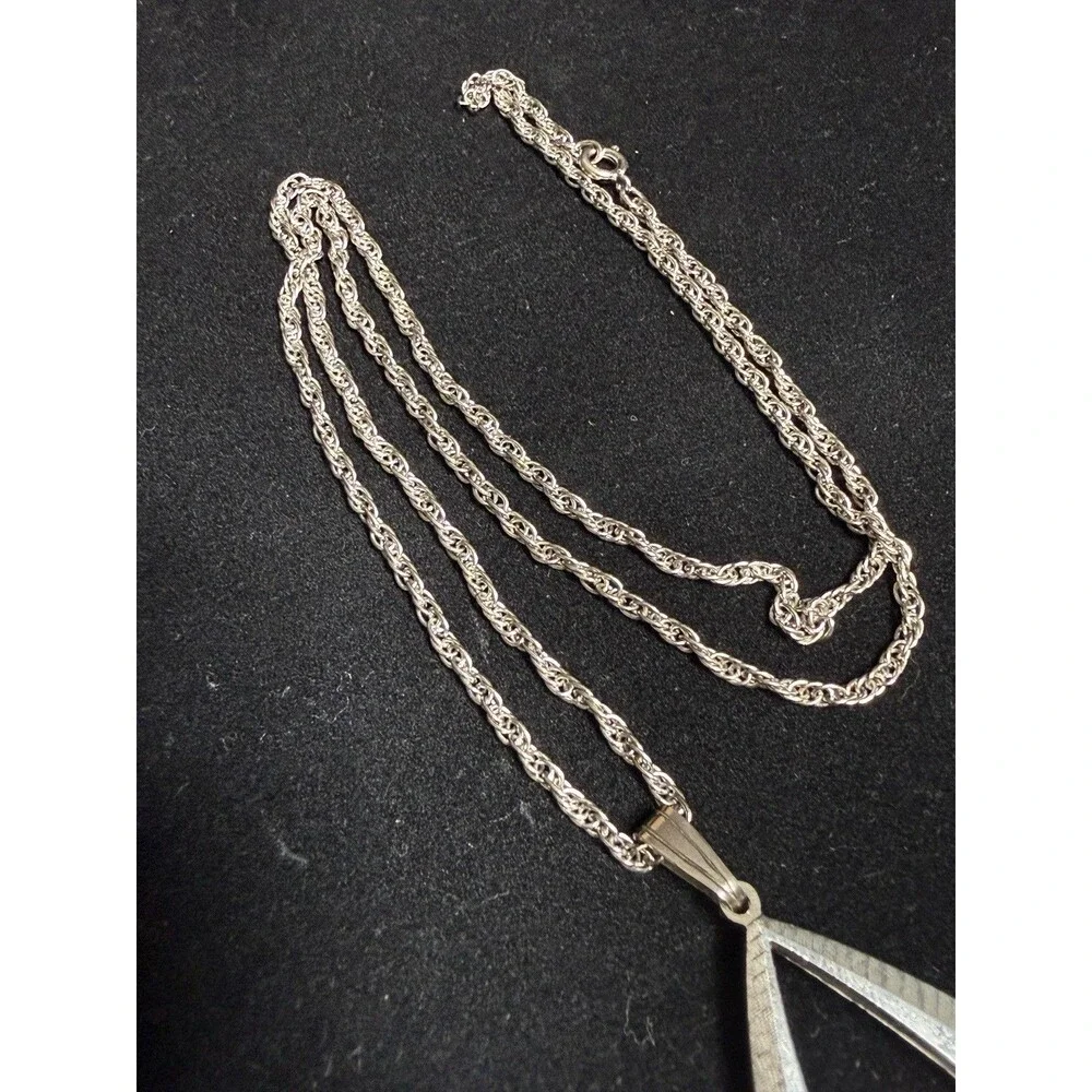 Vintage Sheffield Swiss Pendant Watch Silver Tone Teardrop Necklace 1960s MCM